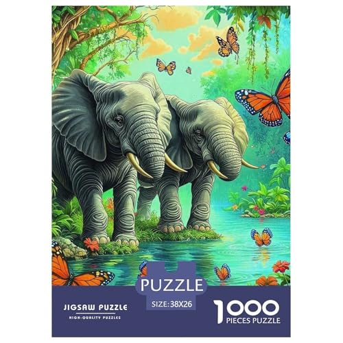 Puzzles 1000 Teile Puzzle ElefantenLagerfeuer-Aktivität Puzzle Wildlife Series Geschicklichkeitsspiel Familienspiel Für Männer Und Frauen 38x26cm/1000pcs von TZOVPCDFA