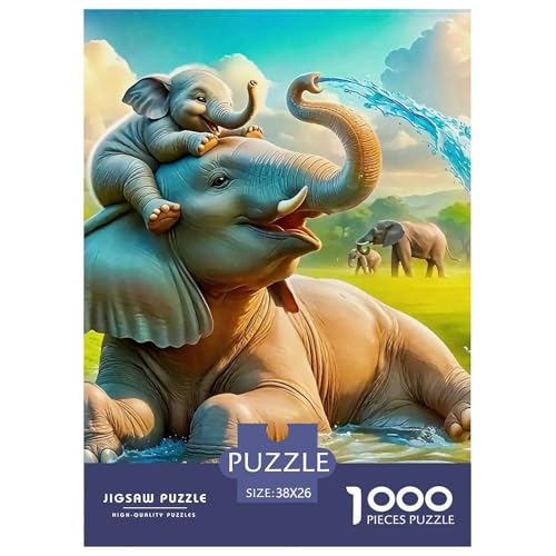 Puzzles 1000 Teile Puzzle ElefantenLagerfeuer-Aktivität Puzzle Wildlife Series Geschicklichkeitsspiel Für Die Ganze Familie Für Erwachsene Und Kinder 38x26cm/1000pcs von TZOVPCDFA