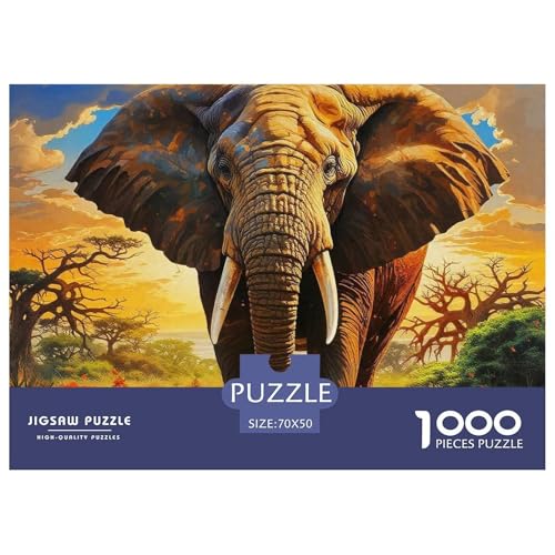 Puzzles 1000 Teile Puzzle ElefantenLagerfeuer-Aktivität Puzzle Wildlife Series Geschicklichkeitsspiel Puzzles-Geschenk Für Erwachsene Und Ältere Kinder 70x50cm/1000pcs von TZOVPCDFA