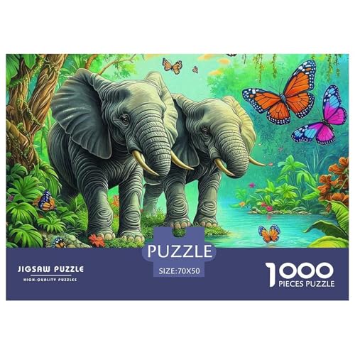 Puzzles 1000 Teile Puzzle ElefantenLagerfeuer-Aktivität Puzzle Wildlife Series Impossible Game Puzzles-Geschenk Für Erwachsene Und Kinder 70x50cm/1000pcs von TZOVPCDFA