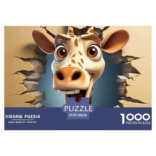 Puzzles 1000 Teile Puzzle GiraffeLagerfeuer-Aktivität Puzzle Cartoon Animals Geschicklichkeitsspiel Für Die Ganze Familie Für Erwachsene Und Ältere Kinder 38x26cm/1000pcs von TZOVPCDFA