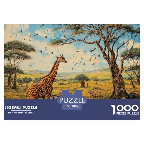 Puzzles 1000 Teile Puzzle GiraffeLagerfeuer-Aktivität Puzzle TiereMigration Geschicklichkeitsspiel Familienspiel Für Kinder Von 8-12 Jahren 38x26cm/1000pcs von TZOVPCDFA
