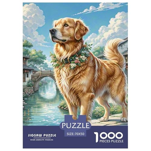 Puzzles 1000 Teile Puzzle Goldener RetrieverLagerfeuer-Aktivität Puzzle Jiangnan Town Geschicklichkeitsspiel Familienspiel Für Erwachsene Und Ältere Kinder 70x50cm/1000pcs von TZOVPCDFA