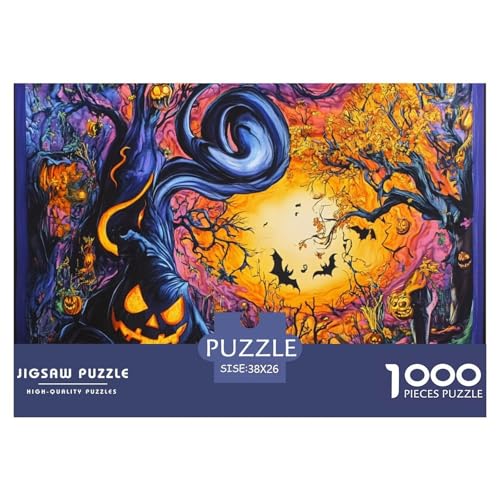 Puzzles 1000 Teile Puzzle Halloween DorfLagerfeuer-Aktivität Puzzle FledermausPumpkin Farbenfrohes Legespiel Familienspiel Für Männer Und Frauen 38x26cm/1000pcs von TZOVPCDFA