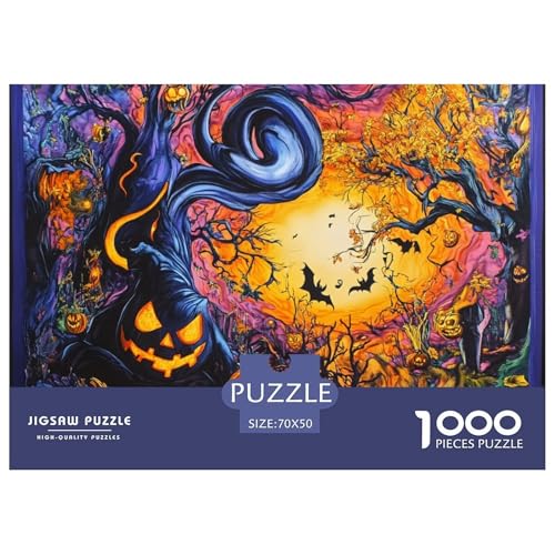 Puzzles 1000 Teile Puzzle Halloween DorfLagerfeuer-Aktivität Puzzle FledermausPumpkin Geschicklichkeitsspiel Puzzles-Geschenk Für Kinder Von 8-12 Jahren 70x50cm/1000pcs von TZOVPCDFA