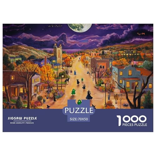 Puzzles 1000 Teile Puzzle Halloween DorfLagerfeuer-Aktivität Puzzle Ghost Impossible SpielHeimdekoration Für Männer Und Frauen 70x50cm/1000pcs von TZOVPCDFA