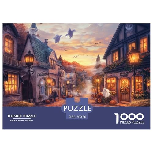 Puzzles 1000 Teile Puzzle Halloween DorfLagerfeuer-Aktivität Puzzle Pumpkin Ghost Impossible SpielFamilienspiel Für Männer Und Frauen 70x50cm/1000pcs von TZOVPCDFA