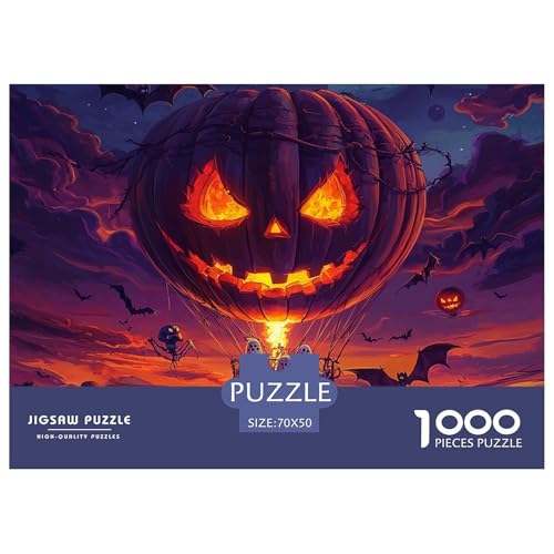 Puzzles 1000 Teile Puzzle HeißluftballonLagerfeuer-Aktivität Puzzle Halloween FledermausGeschicklichkeitsspiel Heimdekoration Für Kinder Von 8-12 Jahren 70x50cm/1000pcs von TZOVPCDFA