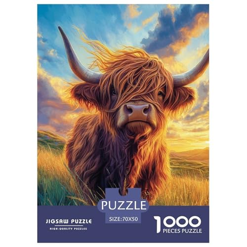 Puzzles 1000 Teile Puzzle Highland RinderLagerfeuer-Aktivität Puzzle Highlands Ranch Geschicklichkeitsspiel Familienspiel Für Erwachsene Und Kinder 70x50cm/1000pcs von TZOVPCDFA