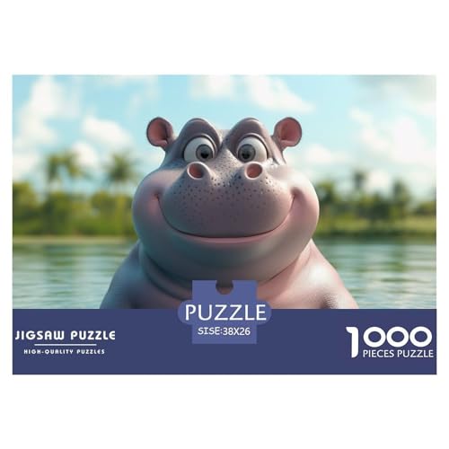 Puzzles 1000 Teile Puzzle HippoLagerfeuer-Aktivität Puzzle Süße TiereGeschicklichkeitsspiel Puzzles-Geschenk Für Männer Und Frauen 38x26cm/1000pcs von TZOVPCDFA
