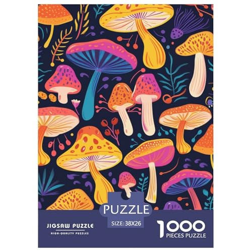 Puzzles 1000 Teile Puzzle IllustrationLagerfeuer-Aktivität Puzzle Colorful Mushrooms Farbenfrohes Legespiel Für Die Ganze Familie Für Erwachsene Und Kinder 38x26cm/1000pcs von TZOVPCDFA