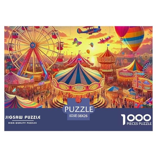 Puzzles 1000 Teile Puzzle KarnevalLagerfeuer-Aktivität Puzzle Amusement Park Farbenfrohes Legespiel Familienspiel Für Erwachsene Und Kinder Ab 14 Jahren 38x26cm/1000pcs von TZOVPCDFA