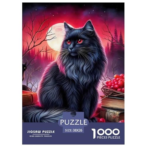 Puzzles 1000 Teile Puzzle KatzeLagerfeuer-Aktivität Puzzle Gothic Style Geschicklichkeitsspiel Heimdekoration Für Erwachsene Und Ältere Kinder 38x26cm/1000pcs von TZOVPCDFA