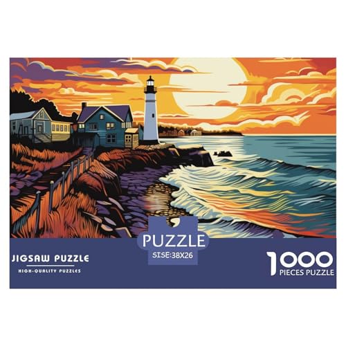 Puzzles 1000 Teile Puzzle KüstenleuchttürmeLagerfeuer-Aktivität Puzzle A Seaside Cottage Geschicklichkeitsspiel Familienspiel Für Erwachsene Und Kinder Ab 14 Jahren 38x26cm/1000pcs von TZOVPCDFA
