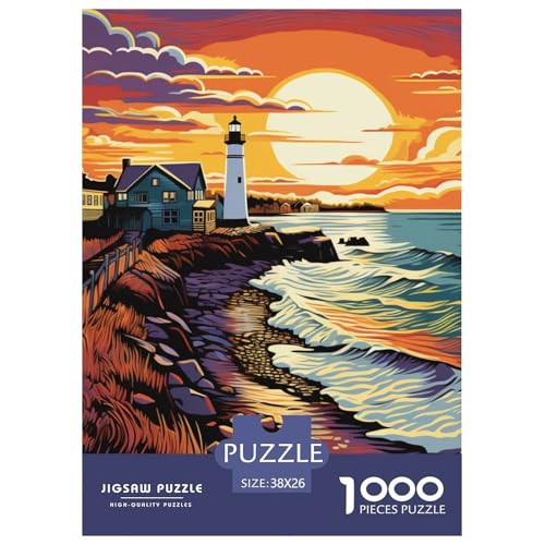 Puzzles 1000 Teile Puzzle KüstenleuchttürmeLagerfeuer-Aktivität Puzzle A Seaside Cottage Geschicklichkeitsspiel Puzzles-Geschenk Für Erwachsene Und Kinder Ab 14 Jahren 38x26cm/1000pcs von TZOVPCDFA