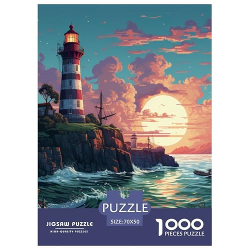 Puzzles 1000 Teile Puzzle KüstenleuchttürmeLagerfeuer-Aktivität Puzzle Fishing BootGeschicklichkeitsspiel Puzzles-Geschenk Für Erwachsene Und Kinder 70x50cm/1000pcs von TZOVPCDFA