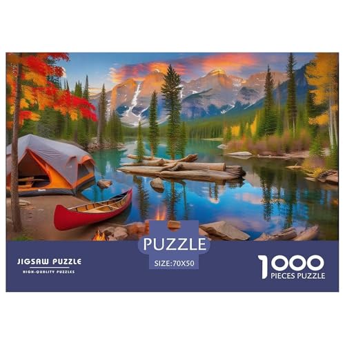 Puzzles 1000 Teile Puzzle LakesideLagerfeuer-Aktivität Puzzle Exquisite Scenery Farbenfrohes Legespiel Familienspiel Für Kinder Von 8-12 Jahren 70x50cm/1000pcs von TZOVPCDFA