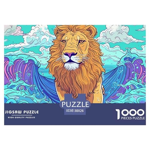 Puzzles 1000 Teile Puzzle LöwenLagerfeuer-Aktivität Puzzle Cartoon Wildlife Impossible SpielFür Die Ganze Familie Für Erwachsene Und Kinder 38x26cm/1000pcs von TZOVPCDFA