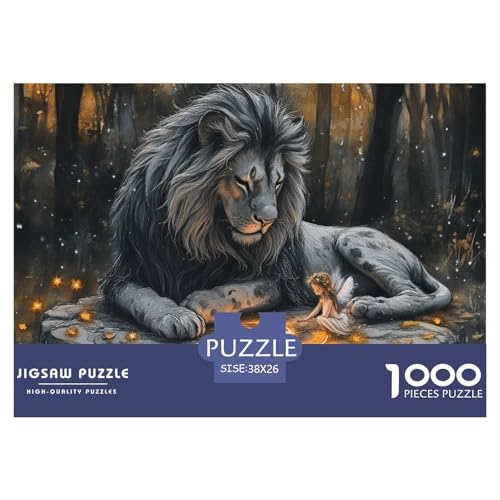 Puzzles 1000 Teile Puzzle LöwenLagerfeuer-Aktivität Puzzle Wildlife Geschicklichkeitsspiel Für Die Ganze Familie Für Erwachsene Und Kinder 38x26cm/1000pcs von TZOVPCDFA