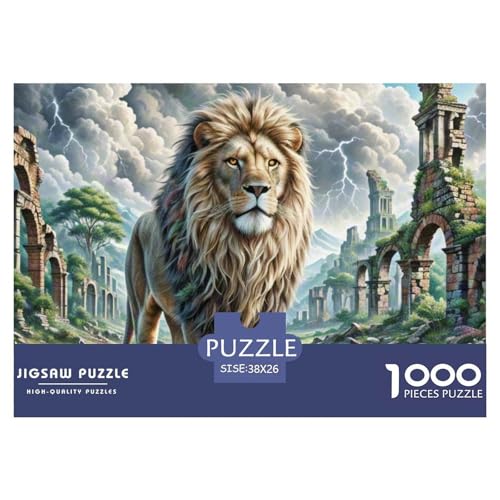 Puzzles 1000 Teile Puzzle LöwenLagerfeuer-Aktivität Puzzle Wildlife Geschicklichkeitsspiel Puzzles-Geschenk Für Erwachsene Und Kinder 38x26cm/1000pcs von TZOVPCDFA