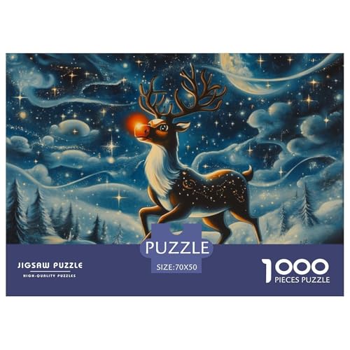 Puzzles 1000 Teile Puzzle Milu HirschLagerfeuer-Aktivität Puzzle Night of Ice and Snow Impossible SpielFamilienspiel Für Kinder Von 8-12 Jahren 70x50cm/1000pcs von TZOVPCDFA