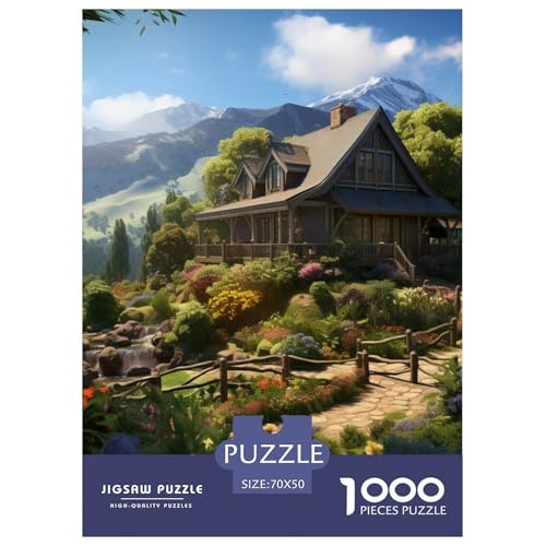 Puzzles 1000 Teile Puzzle Mountain Village FerienhausLagerfeuer-Aktivität Puzzle Small Stream Flow Geschicklichkeitsspiel Puzzles-Geschenk Für Kinder Von 8-12 Jahren 70x50cm/1000pcs von TZOVPCDFA