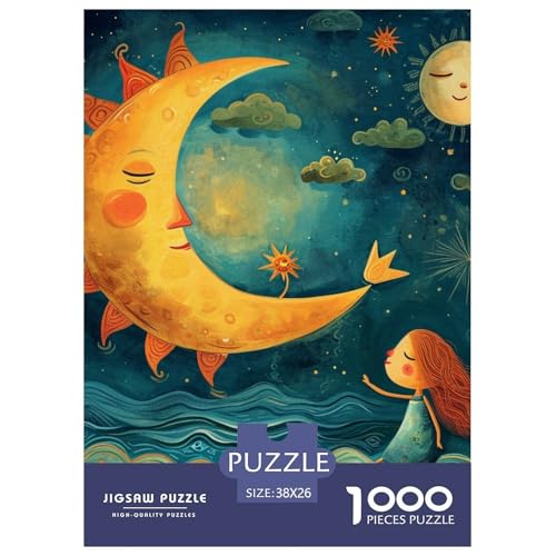 Puzzles 1000 Teile Puzzle NachthimmelLagerfeuer-Aktivität Puzzle Under The Moon Geschicklichkeitsspiel Puzzles-Geschenk Für Männer Und Frauen 38x26cm/1000pcs von TZOVPCDFA
