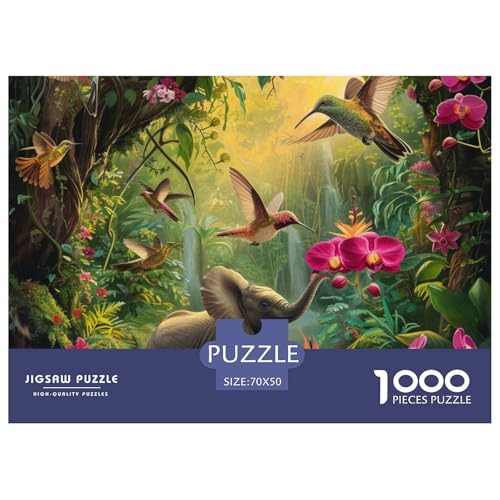 Puzzles 1000 Teile Puzzle Niedlicher Kleiner ElefantLagerfeuer-Aktivität Puzzle DschungeltiereImpossible SpielPuzzles-Geschenk Für Erwachsene Und Ältere Kinder 70x50cm/1000pcs von TZOVPCDFA