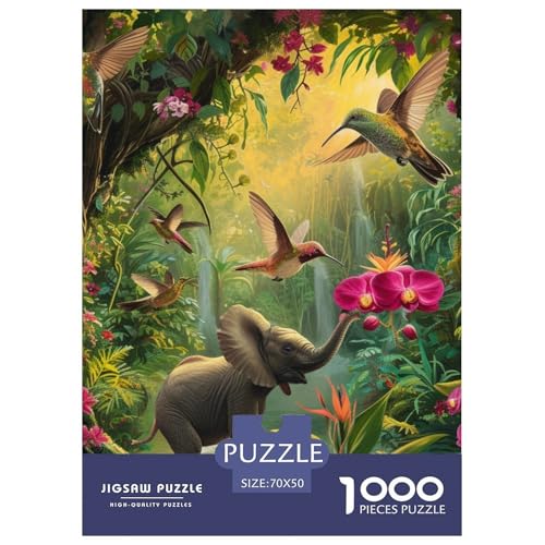 Puzzles 1000 Teile Puzzle Niedlicher Kleiner ElefantLagerfeuer-Aktivität Puzzle DschungeltiereImpossible SpielPuzzles-Geschenk Für Kinder Von 8-12 Jahren 70x50cm/1000pcs von TZOVPCDFA