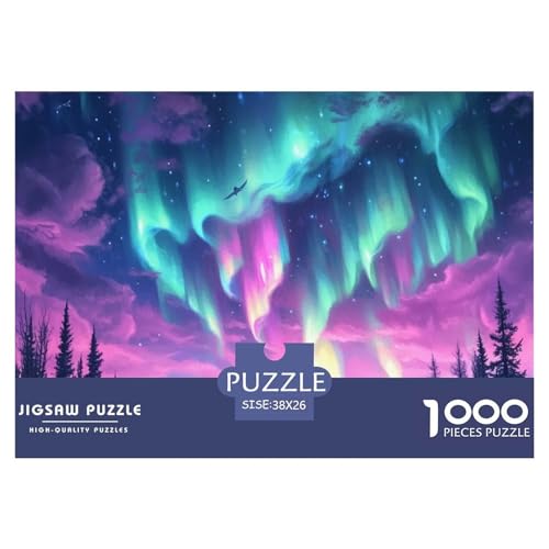 Puzzles 1000 Teile Puzzle NordlichterLagerfeuer-Aktivität Puzzle Norwegian Wood Geschicklichkeitsspiel Puzzles-Geschenk Für Erwachsene Und Ältere Kinder 38x26cm/1000pcs von TZOVPCDFA