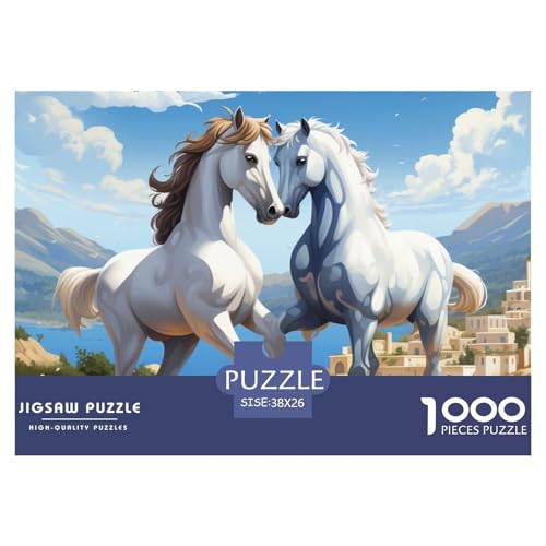 Puzzles 1000 Teile Puzzle PferdLagerfeuer-Aktivität Puzzle PferdRace Geschicklichkeitsspiel Familienspiel Für Erwachsene Und Ältere Kinder 38x26cm/1000pcs von TZOVPCDFA