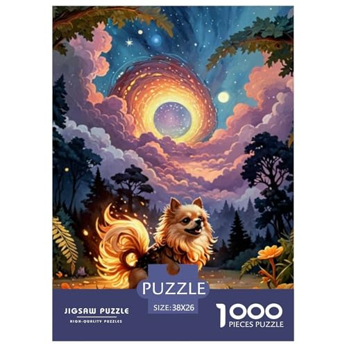 Puzzles 1000 Teile Puzzle PommernLagerfeuer-Aktivität Puzzle Pet Dog Impossible Game Familienspiel Für Erwachsene Und Ältere Kinder 38x26cm/1000pcs von TZOVPCDFA