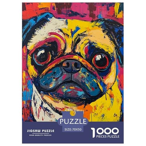 Puzzles 1000 Teile Puzzle PugLagerfeuer-Aktivität Puzzle GraffitiHundImpossible SpielHeimdekoration Für Erwachsene Und Kinder Ab 14 Jahren 70x50cm/1000pcs von TZOVPCDFA