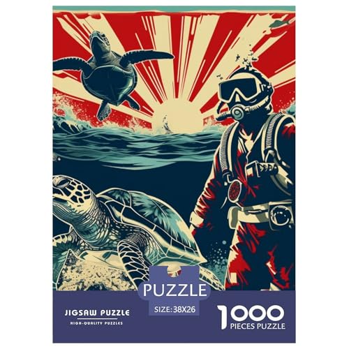 Puzzles 1000 Teile Puzzle SchildkröteLagerfeuer-Aktivität Puzzle Diver Geschicklichkeitsspiel Heimdekoration Für Erwachsene Und Kinder Ab 14 Jahren 38x26cm/1000pcs von TZOVPCDFA