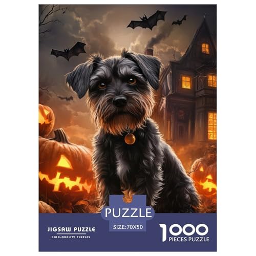 Puzzles 1000 Teile Puzzle SchnauzerLagerfeuer-Aktivität Puzzle Halloween Geschicklichkeitsspiel Für Die Ganze Familie Für Erwachsene Und Ältere Kinder 70x50cm/1000pcs von TZOVPCDFA