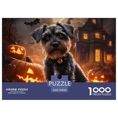 Puzzles 1000 Teile Puzzle SchnauzerLagerfeuer-Aktivität Puzzle Halloween Geschicklichkeitsspiel Heimdekoration Für Erwachsene Und Kinder Ab 14 Jahren 70x50cm/1000pcs von TZOVPCDFA