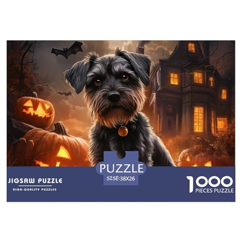 Puzzles 1000 Teile Puzzle SchnauzerLagerfeuer-Aktivität Puzzle Halloween Impossible SpielFür Die Ganze Familie Für Erwachsene Und Ältere Kinder 38x26cm/1000pcs von TZOVPCDFA