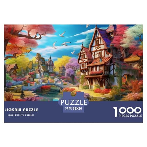 Puzzles 1000 Teile Puzzle Stadtlandschaft ArchitekturLagerfeuer-Aktivität Puzzle Beautiful Little River Geschicklichkeitsspiel Puzzles-Geschenk Für Erwachsene Und Kinder 38x26cm/1000pcs von TZOVPCDFA
