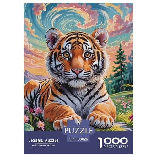 Puzzles 1000 Teile Puzzle TigerLagerfeuer-Aktivität Puzzle Wildlife Geschicklichkeitsspiel Für Die Ganze Familie Für Erwachsene Und Kinder Ab 14 Jahren 38x26cm/1000pcs von TZOVPCDFA