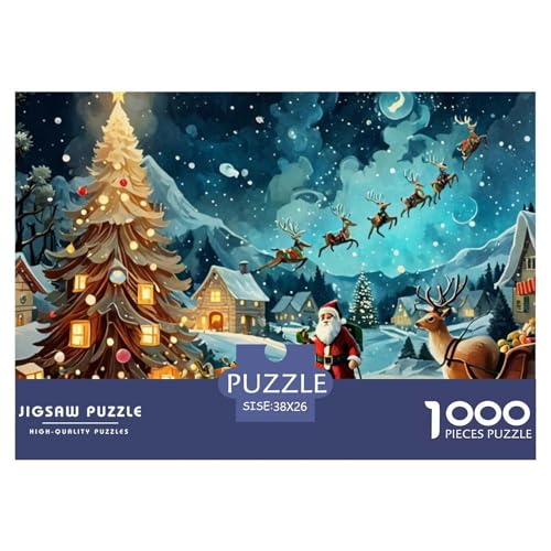 Puzzles 1000 Teile Puzzle WeihnachtenLagerfeuer-Aktivität Puzzle Elk Old Man Geschicklichkeitsspiel Für Die Ganze Familie Für Männer Und Frauen 38x26cm/1000pcs von TZOVPCDFA