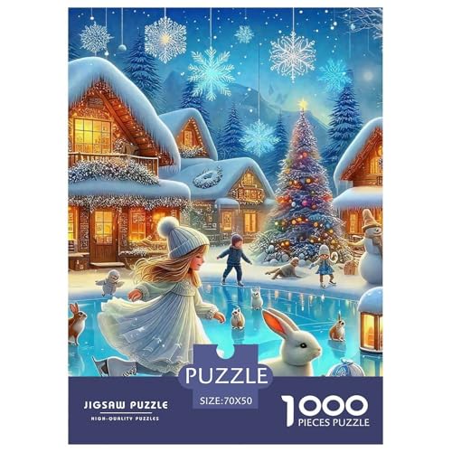 Puzzles 1000 Teile Puzzle WeihnachtsdorfLagerfeuer-Aktivität Puzzle Christmas Theme Geschicklichkeitsspiel Familienspiel Für Erwachsene Und Kinder Ab 14 Jahren 70x50cm/1000pcs von TZOVPCDFA