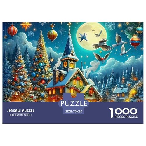 Puzzles 1000 Teile Puzzle WeihnachtsdorfLagerfeuer-Aktivität Puzzle Christmas Theme Geschicklichkeitsspiel Familienspiel Für Männer Und Frauen 70x50cm/1000pcs von TZOVPCDFA