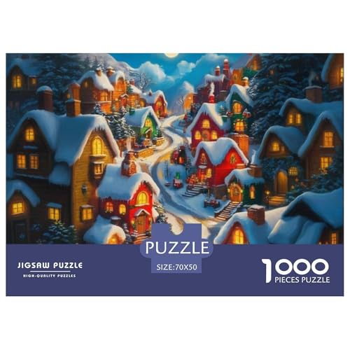 Puzzles 1000 Teile Puzzle WeihnachtsdorfLagerfeuer-Aktivität Puzzle Christmas Theme Geschicklichkeitsspiel Heimdekoration Für Erwachsene Und Kinder Ab 14 Jahren 70x50cm/1000pcs von TZOVPCDFA