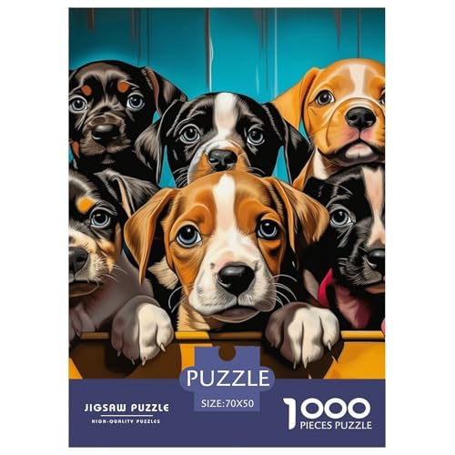 Puzzles 1000 Teile Puzzle WelpenLagerfeuer-Aktivität Puzzle Cute Pets Geschicklichkeitsspiel Für Die Ganze Familie Für Erwachsene Und Ältere Kinder 70x50cm/1000pcs von TZOVPCDFA