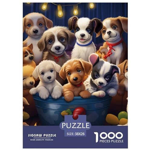 Puzzles 1000 Teile Puzzle WelpenLagerfeuer-Aktivität Puzzle Cute Pets Impossible SpielFamilienspiel Für Erwachsene Und Ältere Kinder 38x26cm/1000pcs von TZOVPCDFA