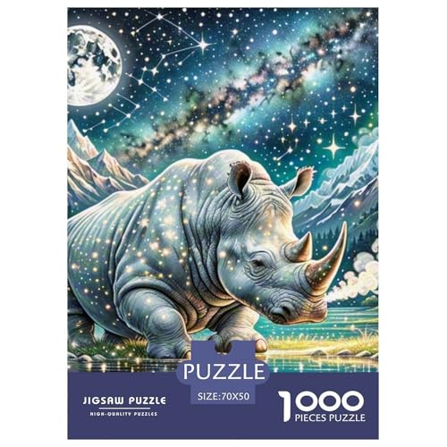 Puzzles 1000 Teile Puzzle White NashörnerLagerfeuer-Aktivität Puzzle Wildlife Geschicklichkeitsspiel Puzzles-Geschenk Für Erwachsene Und Ältere Kinder 70x50cm/1000pcs von TZOVPCDFA