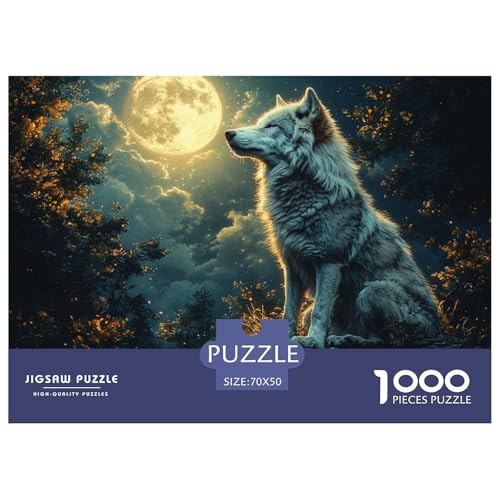 Puzzles 1000 Teile Puzzle WolfLagerfeuer-Aktivität Puzzle Under The Moon Geschicklichkeitsspiel Heimdekoration Für Kinder Von 8-12 Jahren 70x50cm/1000pcs von TZOVPCDFA