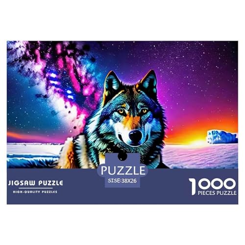 Puzzles 1000 Teile Puzzle WolfLagerfeuer-Aktivität Puzzle Wildlife Theme Geschicklichkeitsspiel Heimdekoration Für Kinder Von 8-12 Jahren 38x26cm/1000pcs von TZOVPCDFA