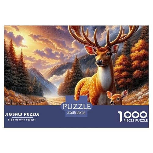 Puzzles Für Erwachsene 1000 Teilige Hirsch Pädagogisches Spiel Animal Theme Geschenke Für Damen Für Erwachsene Kinder 38x26cm von TZOVPCDFA