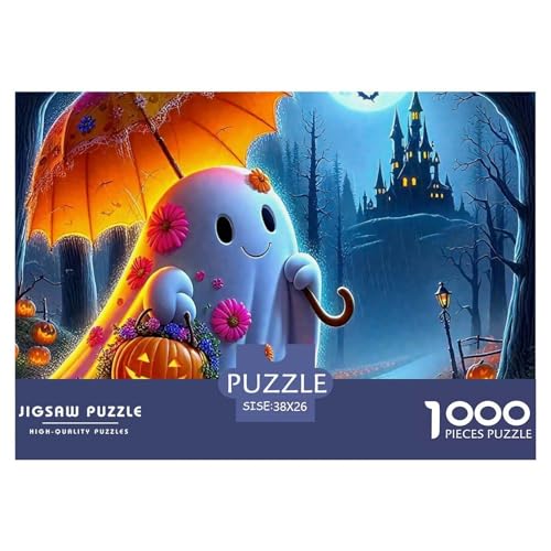 Puzzles Geist und KürbisPuzzle 1000 Teile Erwachsene Rätsel Halloween Impossible Puzzles Dekorieren Sie Puzzles Für Erwachsene Und Kinder 38x26cm/1000pcs von TZOVPCDFA